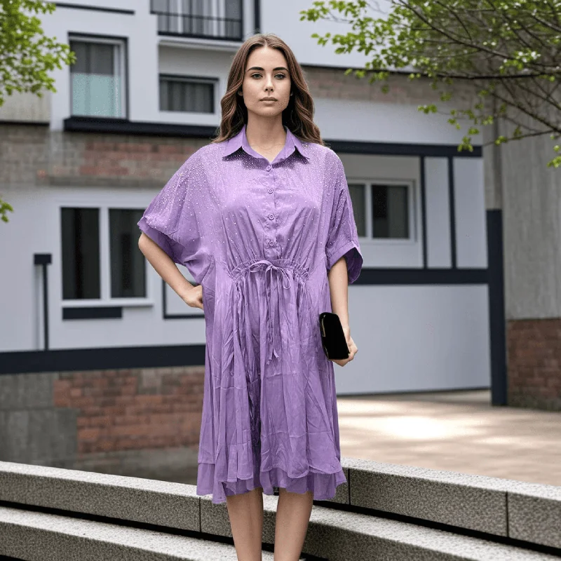 Lavender Crystal Unicorn Dress with Swarovski Embellishment & Waist String Tunics Fashionable trendy
