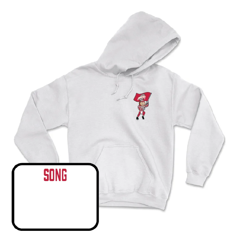 Women's Golf White Brutus Hoodie  - Meijin Song Hoodie with Hem Elastic Stretchable Comfortable