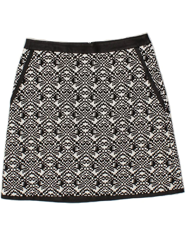 KAREN MILLEN Womens A-Line Skirt UK 10 Small W27  Black Geometric cashmere skirt rich