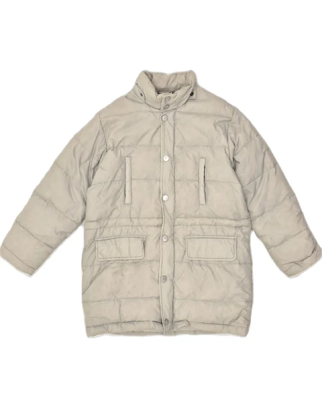 CALVIN KLEIN Womens Padded Jacket US 10 Large Grey Polyester Mesh Jacket Canvas Jacket Denim Jacket