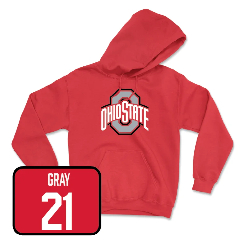 Red Women's Basketball Team Hoodie  - Chance Gray Hoodie with Distressed Vintage Worn
