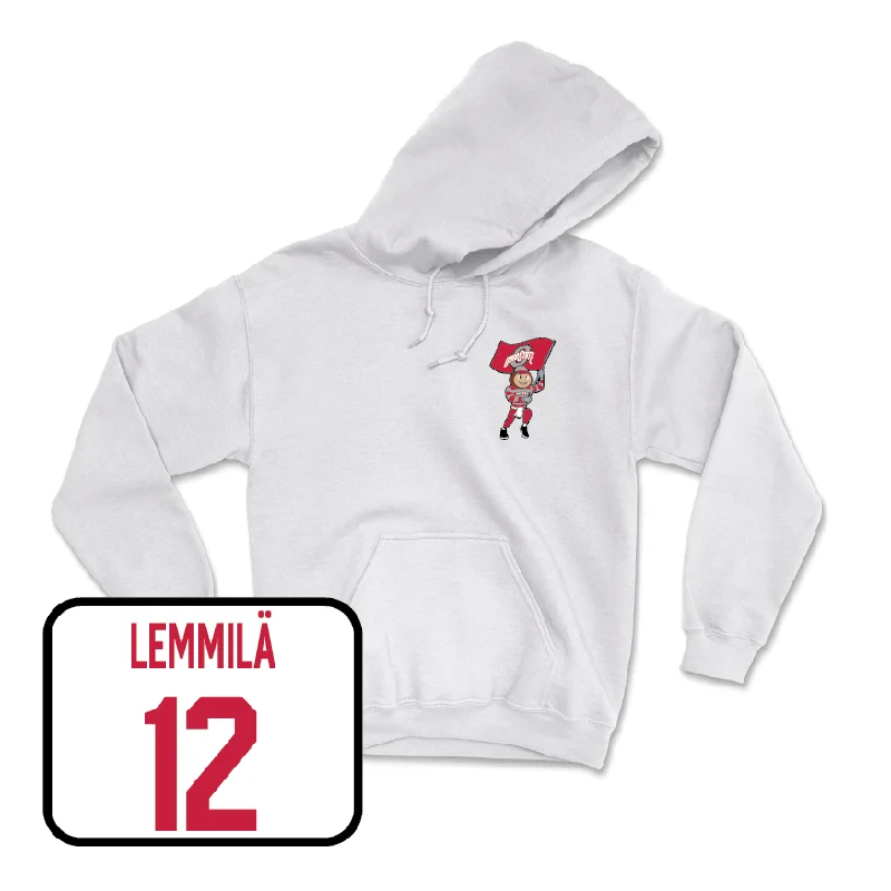 Women's Basketball White Brutus Hoodie  - Elsa Lemmilä Hoodie with Rhinestones Sparkly Elegant