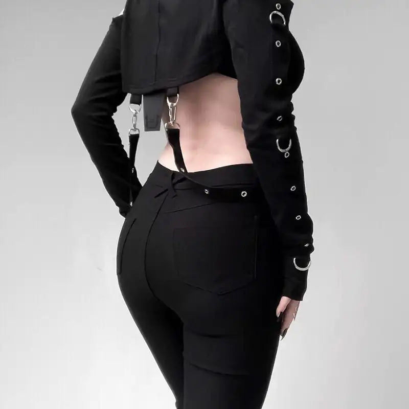 Skinny Fashion Zipper High Waist Pants Fashionable Button-Up Pants