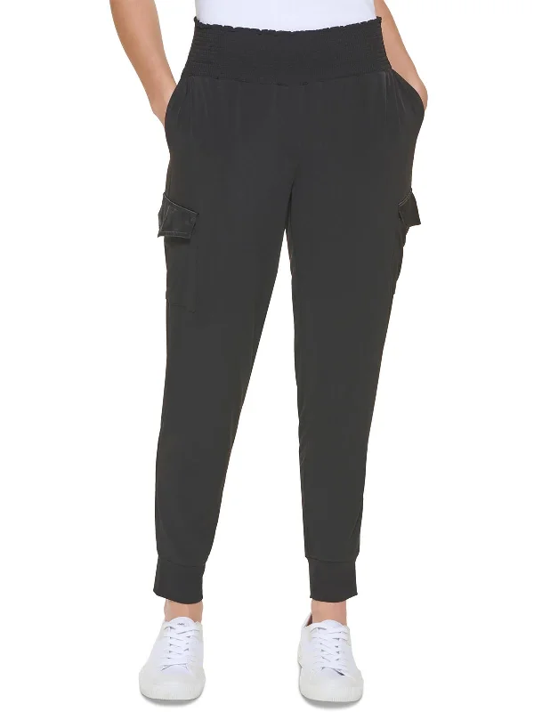 Matte Womens Cargo High Rise Jogger Pants Soft Stretch Pants