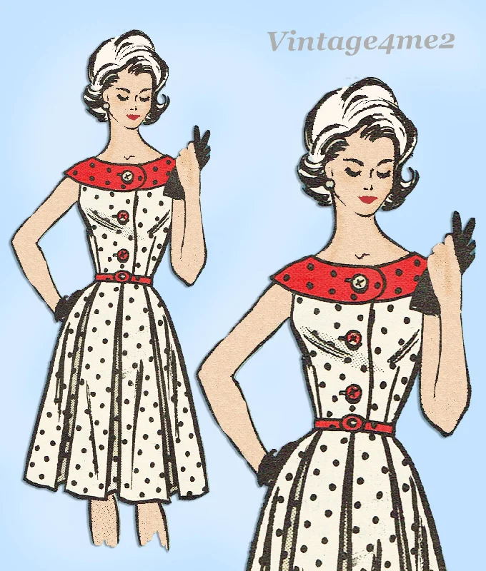 1950s Vintage Marian Martin Pattern 9328 Playful Misses Sun Dress Sz 34 B Tunics Fleece cozy