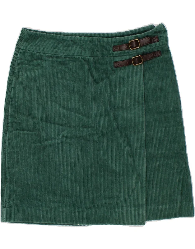 BODEN Womens Corduroy Skirt UK 8 Small W26  Green Cotton silk skirt luxurious