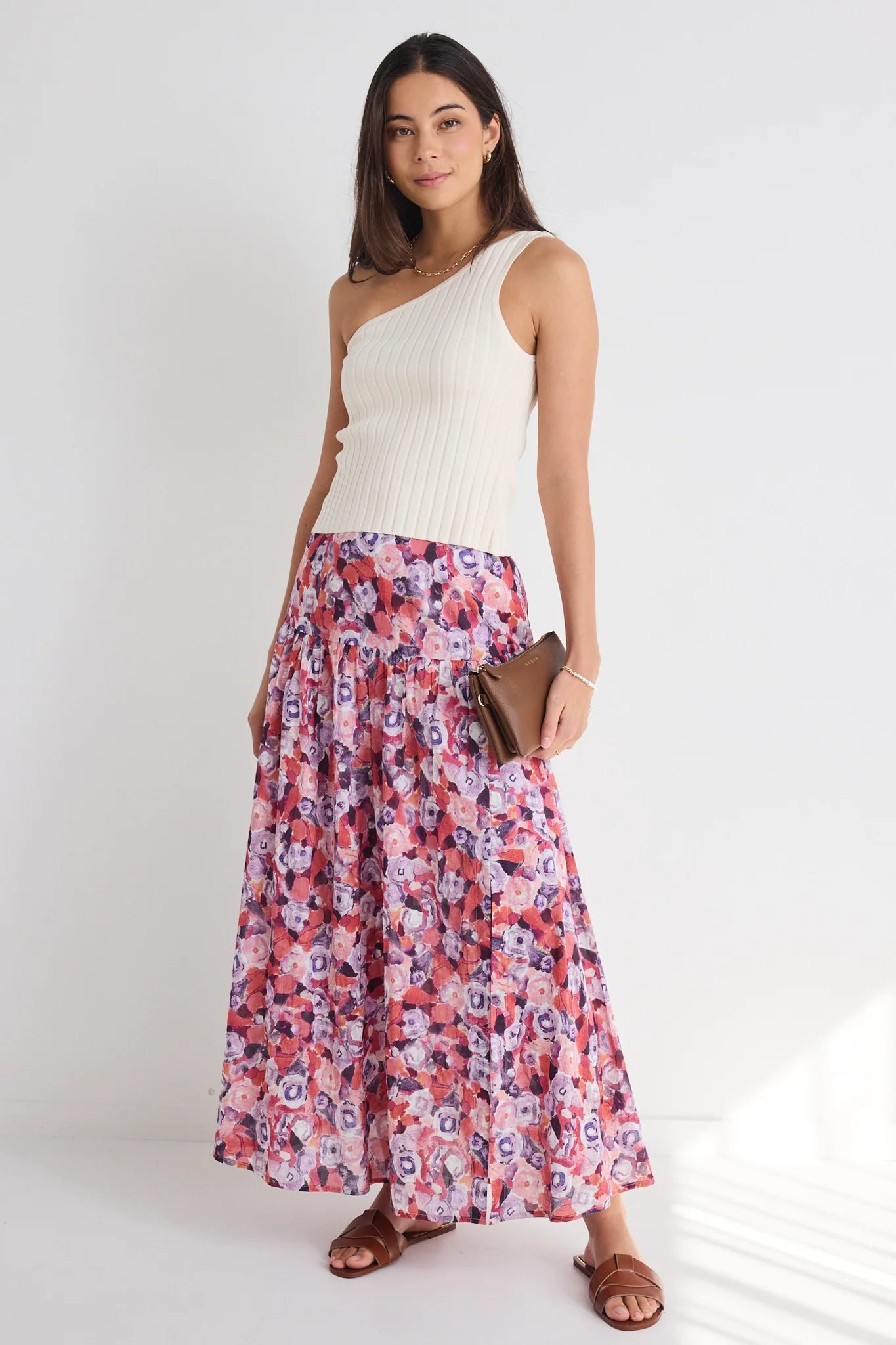 IVY + JACK AQUARIUS MAXI SKIRT - LILAC MEADOWS high waist skirt