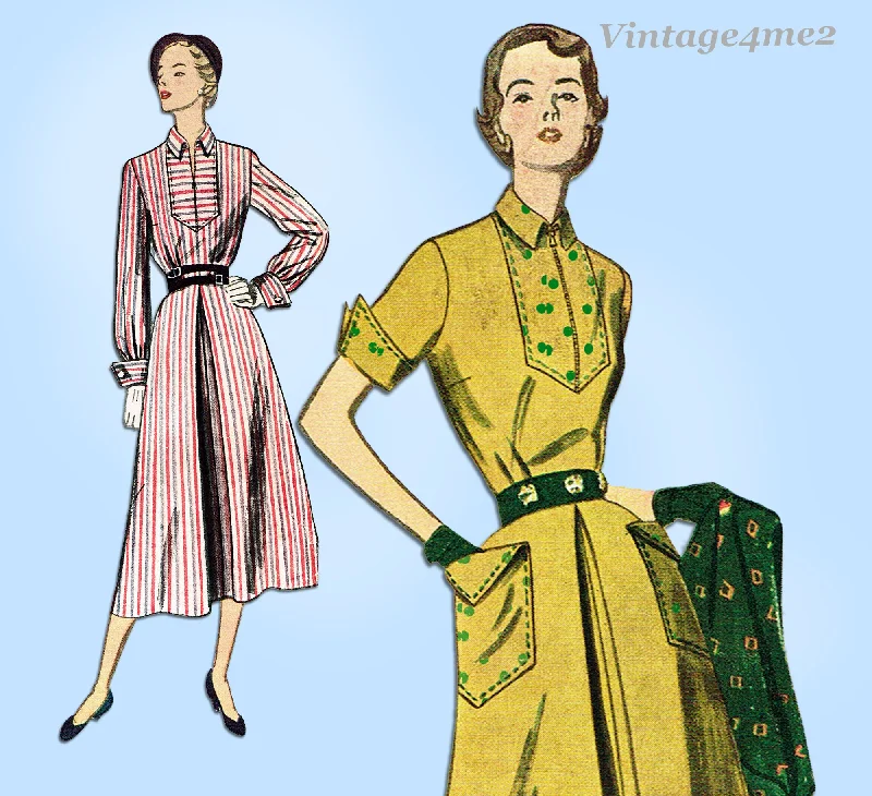 1940s Vintage Simplicity Sewing Pattern 3059 Uncut Misses Day Dress Sz 30 Bust sweetheart Neckline Romantic