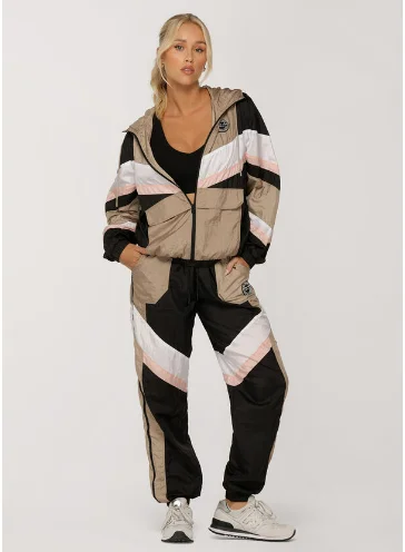 Lorna Jane Get Physical Colourblock Active Jacket - Dark Off White Multi Appliqued Jacket Beaded Jacket Sequined Jacket