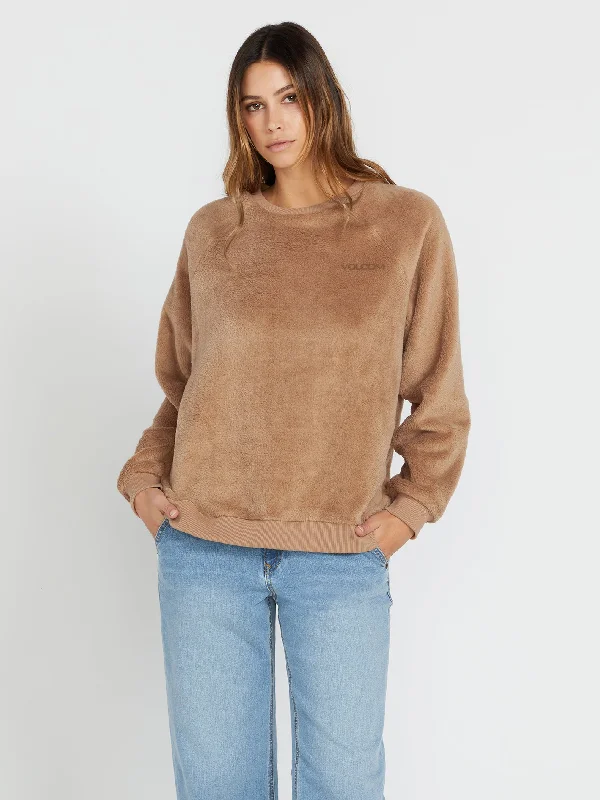Pheelin Phine Crew Sweatshirt - Mocha Hoodie with Hood Adjustable Protection