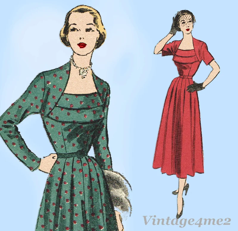 Advance 5345: 1940s Misses Elegant Dinner Dress Sz 30 B Vintage Sewing Pattern Tunics Polka dots