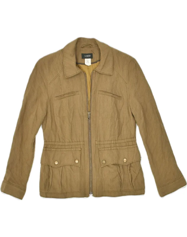J. CREW Womens Utility Jacket US 4 Small Brown Rayon Satin Jacket Silk Jacket Chiffon Jacket