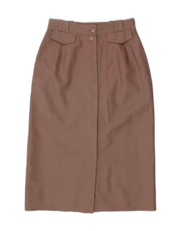 VINTAGE Womens Paris Straight Skirt W28 Medium  Brown Wool velvet skirt plush