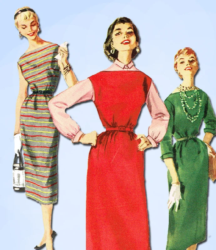 1950s Vintage Simplicity Sewing Pattern 1008 FF Easy Misses Chemise Dress 29 B Tunics Summer linen
