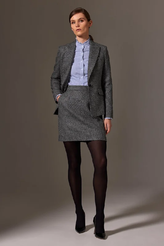 Paris Skirt - Grey Blue Tweed denim skirt trendy