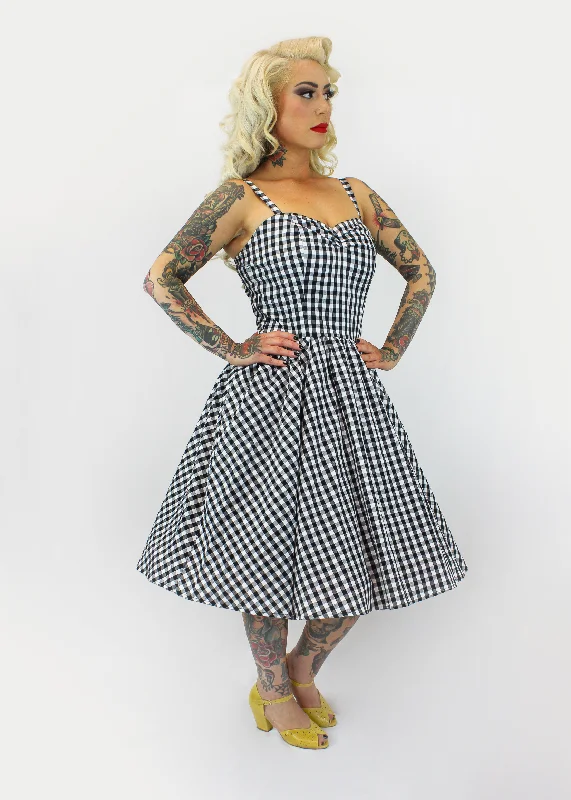 Spring Gingham Dress - Black and White Tunics Floral girly