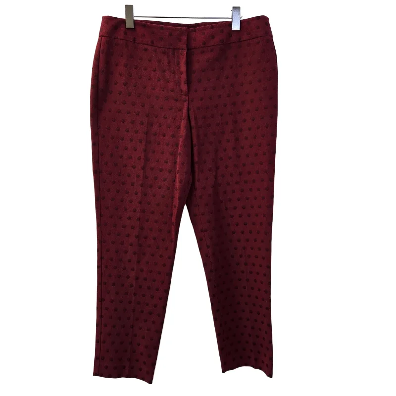 Talbots Signature Polka Dot Burgundy Ankle Pants Size 10 Classic Straight-Leg Pants