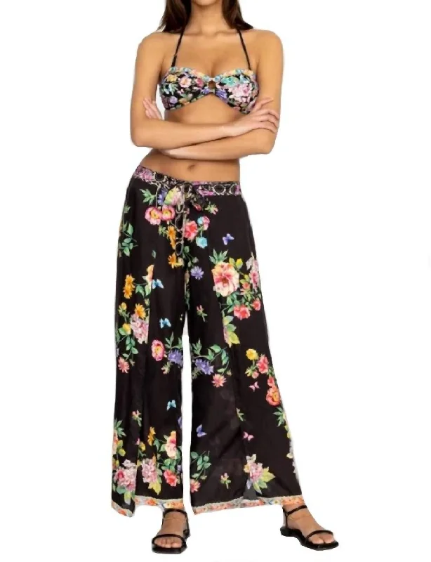 Butterfly Wrap Pant In Black Multi Comfy Cargo Trousers