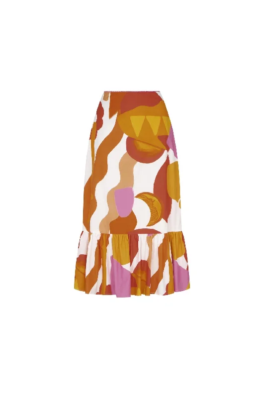 Women's Unu Midi Skirt In Marea Roja lightweight skirt design