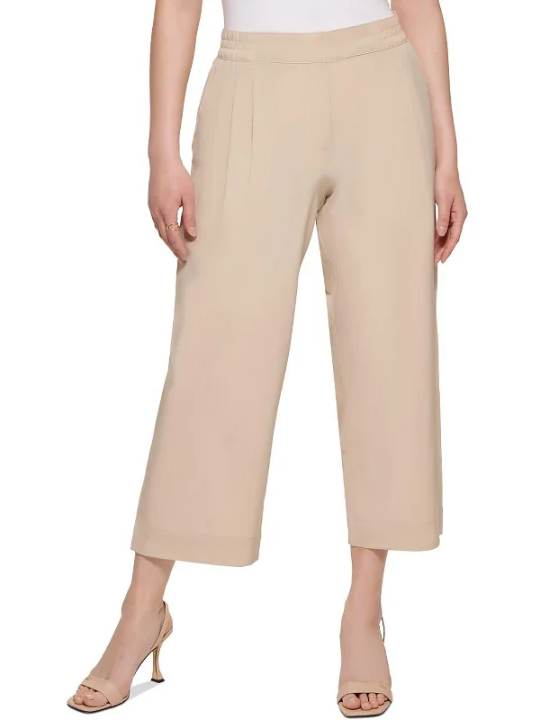 Womens Pleated Cropped Wide Leg Pants Trendy Wide-Leg Pants