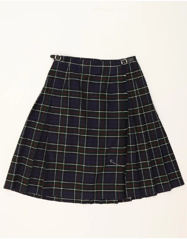 O'NEILL Womens Wrap Skirt UK 16 Large W36  Navy Blue Check Polyester chiffon skirt airy