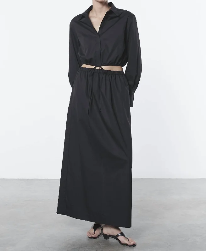 Poplin Resort Skirt In Black vintage skirt charm