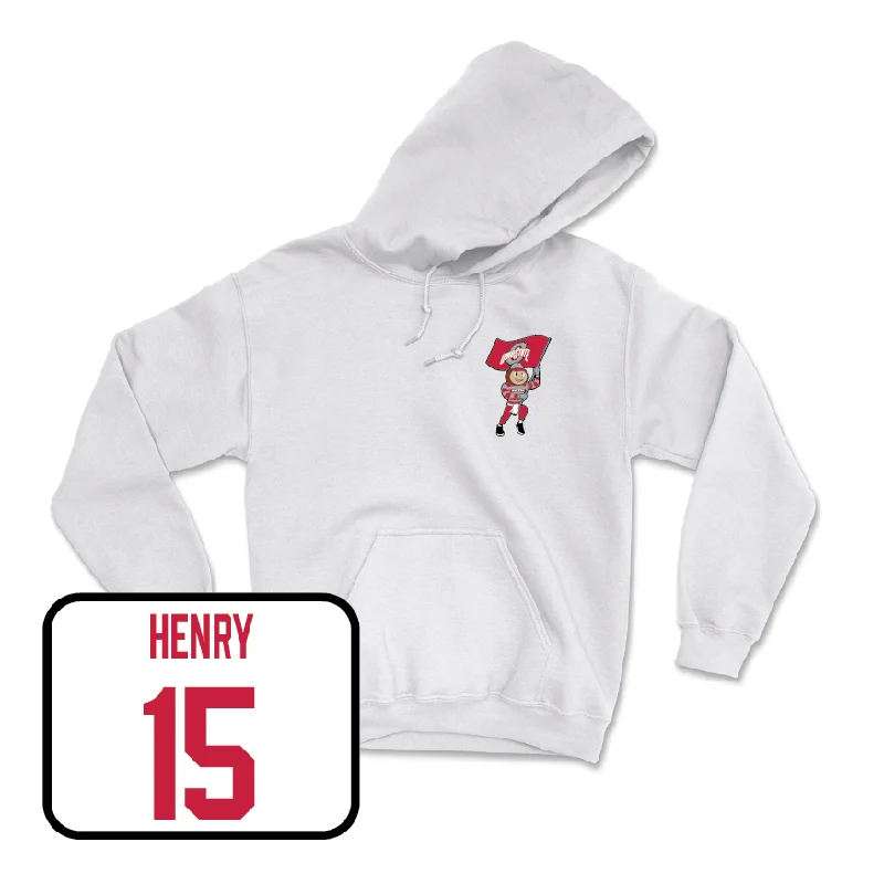 Women's Basketball White Brutus Hoodie  - Seini Henry Hoodie with Illustration Artistic Creative