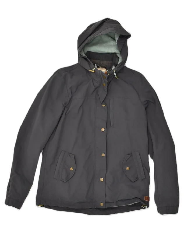 FAT FACE Womens Hooded Windbreaker Jacket UK 10 Small  Grey Nylon Herringbone Jacket Houndstooth Jacket Plaid Jacket