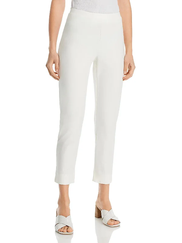 Womens Crepe Stretch Mid-Rise Cropped Pants Comfortable Cargo Pants