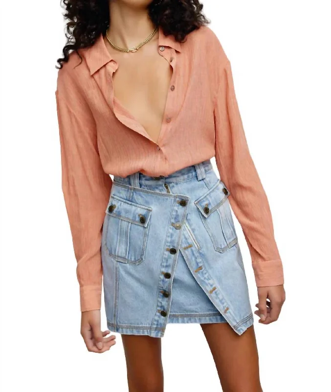 Phoebe Skirt In Mid Blue tiered skirt playful