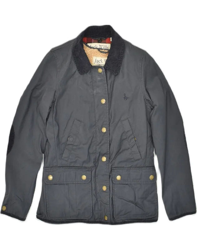 JACK WILLS Womens Windbreaker Jacket UK 8 Small Grey Cotton Mesh Jacket Canvas Jacket Denim Jacket