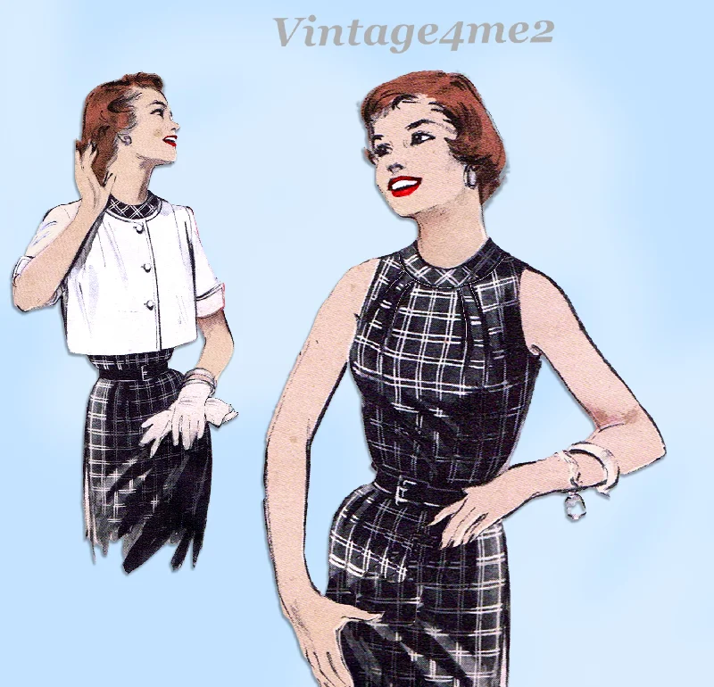 Butterick 6909: 1950s Rare MIsses Sun Dress & Topper 30 B Vintage Sewing Pattern Tunics Travel practical