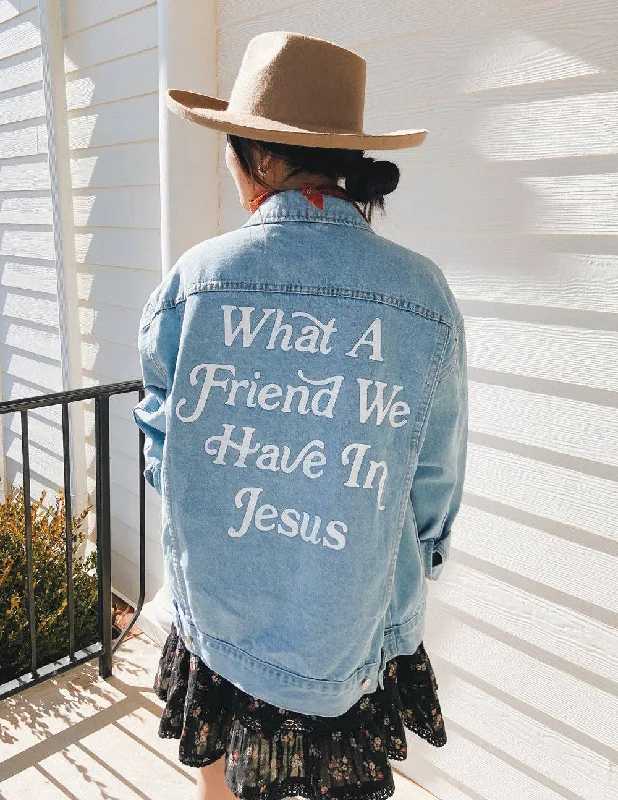 What a Friend In Jesus Denim Jacket Fleece Jacket Down Jacket Parka