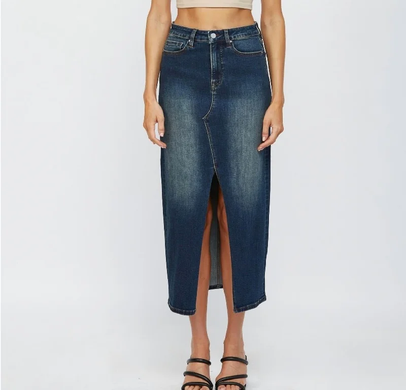 Midi With Front Slit Skirt In Rafferty linen skirt airy