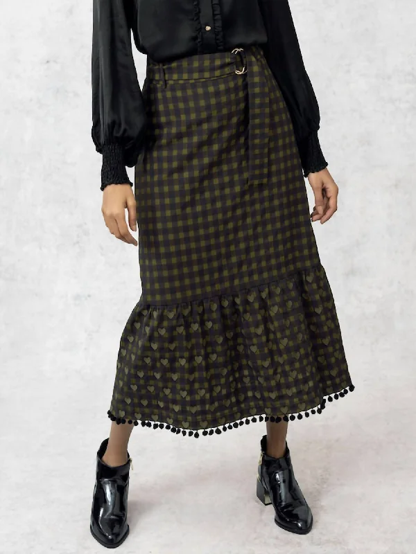 Margaret Plaid Skirt In Black Multi breathable skirt fabric