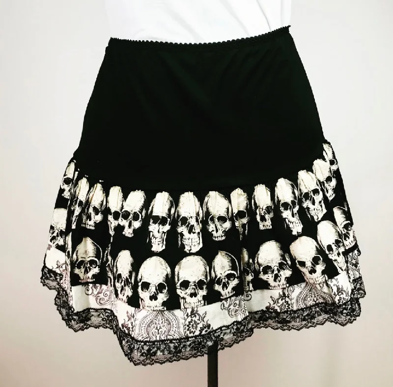 Black Skull Dolly Skirt chiffon skirt lightweight