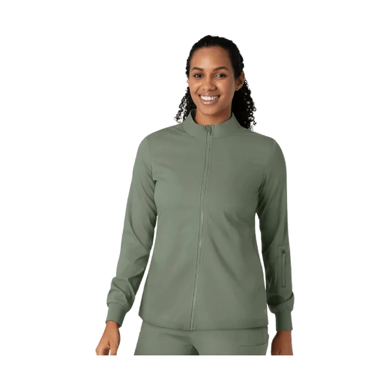 Wonder Wink Women's Warm Up Scrub Jacket - Sage Heather Insulated Jacket Fitted Jacket Loose Jacket