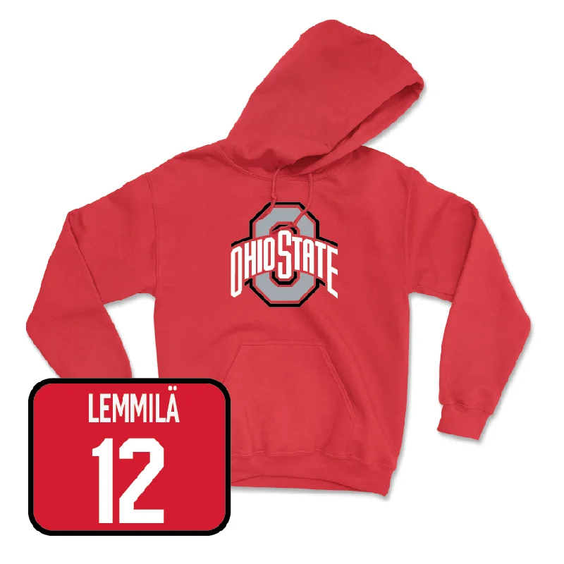 Red Women's Basketball Team Hoodie  - Elsa Lemmilä Hoodie with Applique Textured Unique