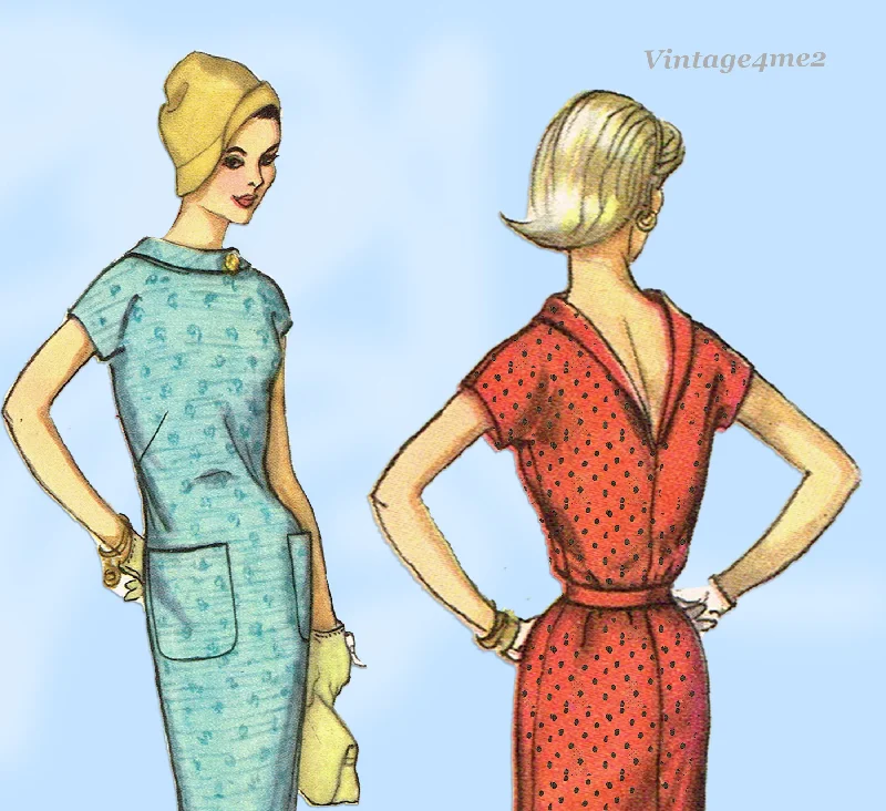 Simplicity 2362: 1950s Easy Misses Slender Dress Sz 33 B Vintage Sewing Pattern Tunics Party sparkling