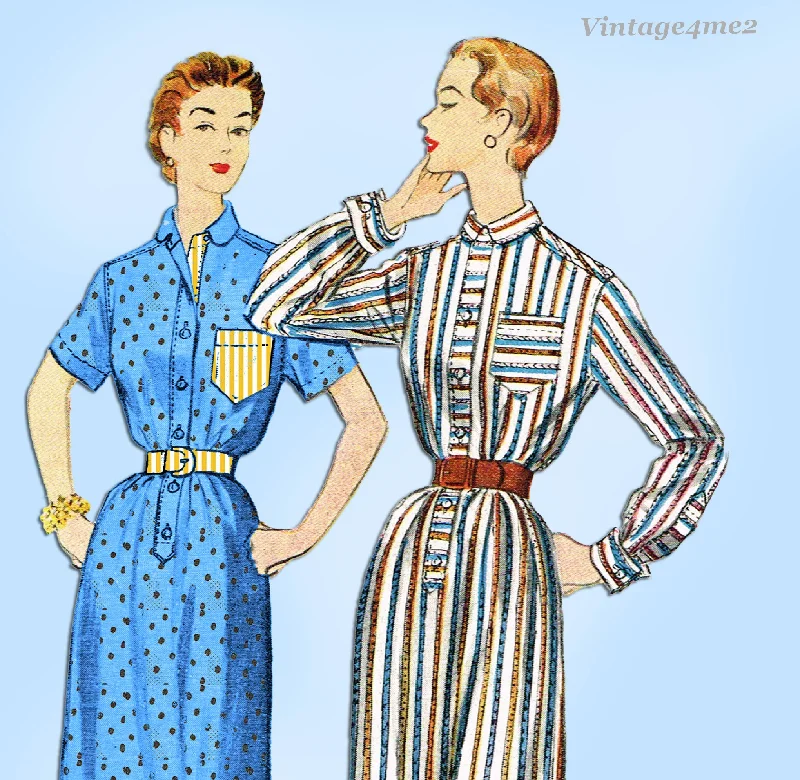 McCall 9745: 1950s Uncut Misses Shirtwaist Dress Sz 34 B Vintage Sewing Pattern Tunics Stylish elegant