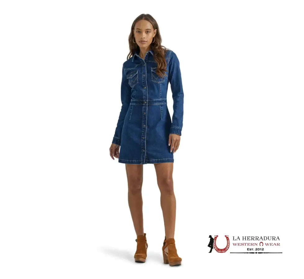 WRANGLER RETRO JACKET DRESS BLUE - 3126 Fleece Fabric Down Fabric Feather Fabric