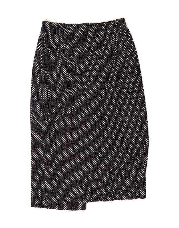 ST MICHAEL Womens Maxi Skirt UK 12 Medium W28  Navy Blue Spotted Viscose high waist skirt