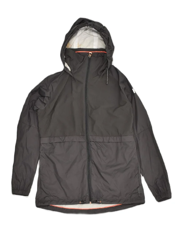 HELLY HANSEN Womens Hooded Rain Jacket UK 14 Medium Black Colourblock Hoodie Zip-Up Jacket Button-Up Jacket