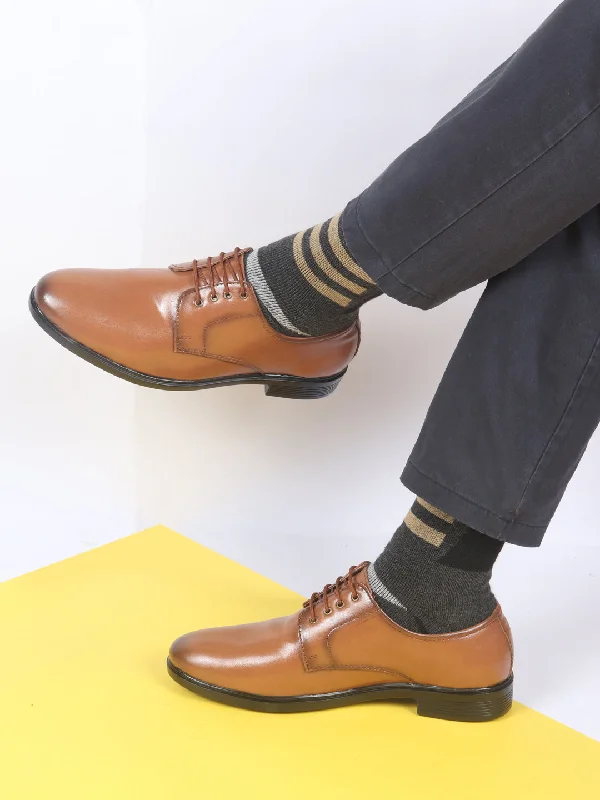 Men Tan Formal Dress Lace Up Derby Shoes With Cushioned Footbed For Office|Work Tunics Practical durable