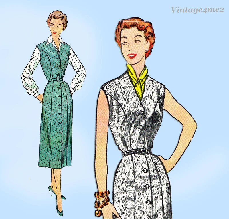 McCall 9879: 1950s Charming Uncut Misses Street Dress Size 38 B Vintage Sewing Pattern Tunics Brand named