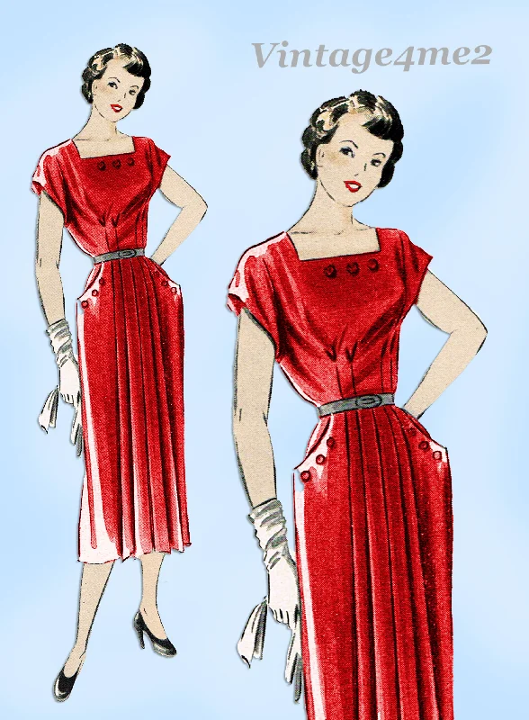 New York 807: 1950s Uncut Misses Designer Dress Sz 32 B Vintage Sewing Pattern Tunics Travel practical