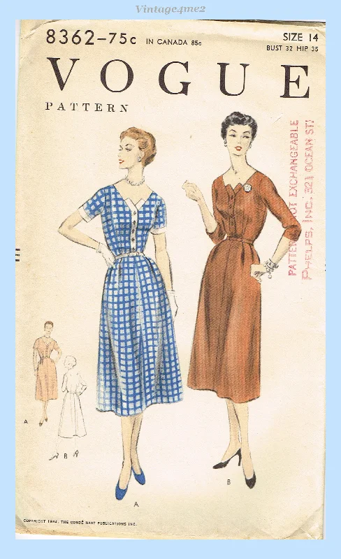 Vogue 8362: 1950s Chic Uncut Misses Dress Size 32 B Vintage Sewing Pattern Tunics Versatile all-occasion