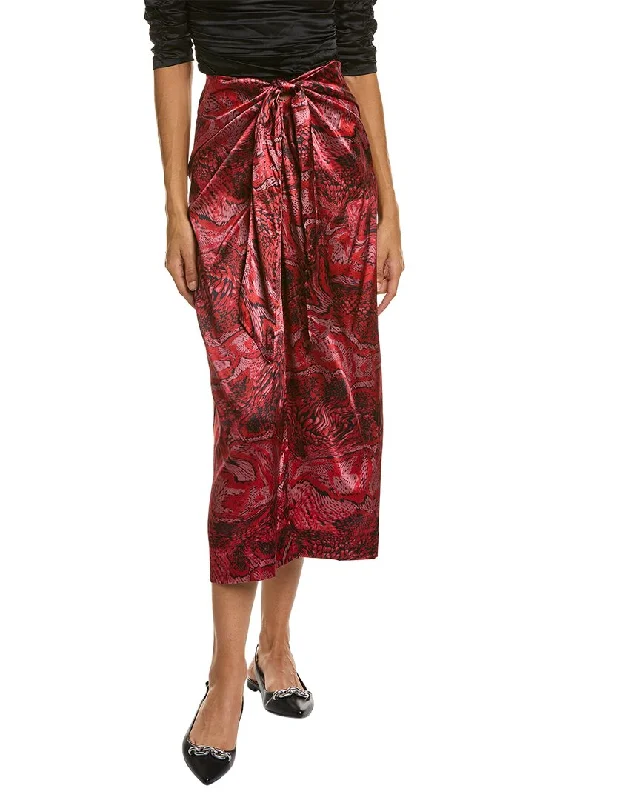 GANNI Satin Silk-Blend Midi Skirt cashmere skirt plush
