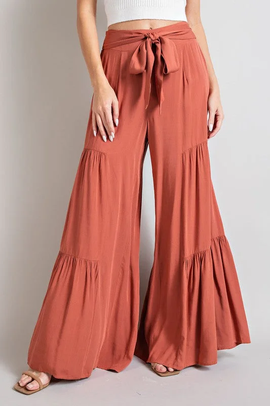 Ruffle Three Tiered Wide Leg Pants Comfortable Jogging Pants