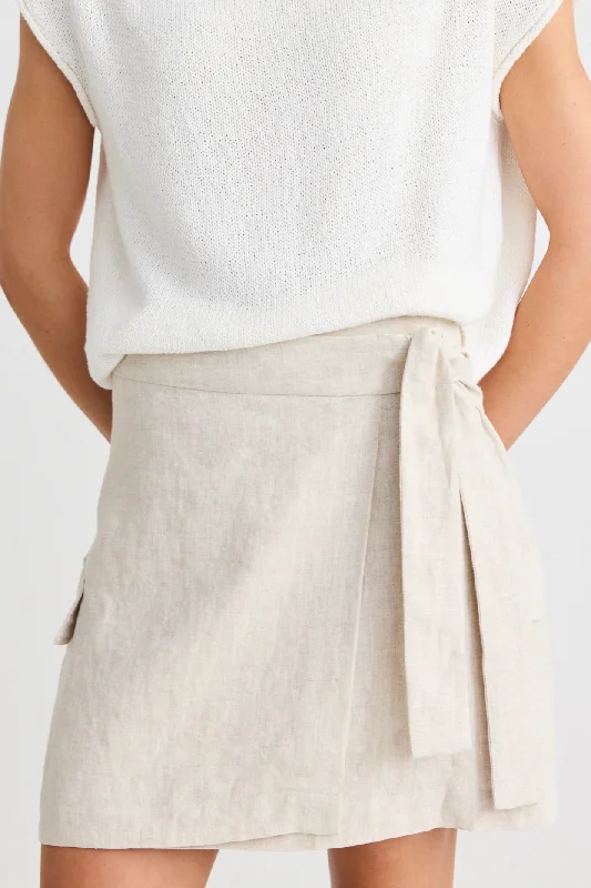 RE:UNION SOUL WRAP CARGO MINI SKIRT - NATURAL wrap skirt elegant